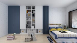 Blue and white themed Kids Bedroom