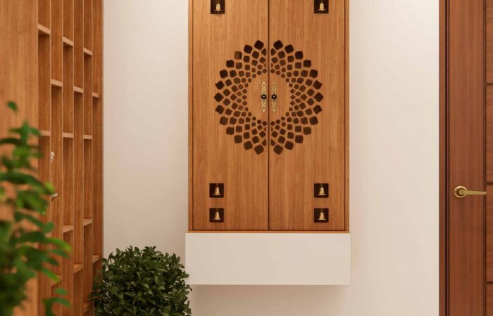 Classic Wood & White Pooja Unit