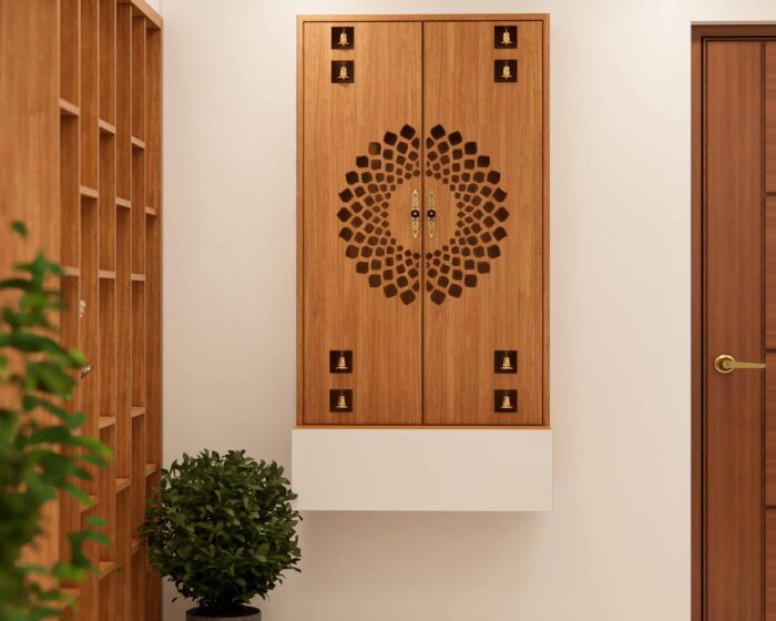 Classic Wood & White Pooja Unit