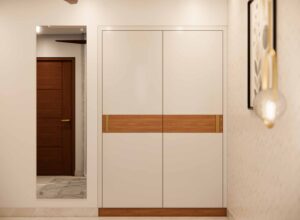 Classic wood and white sliding wardrobe