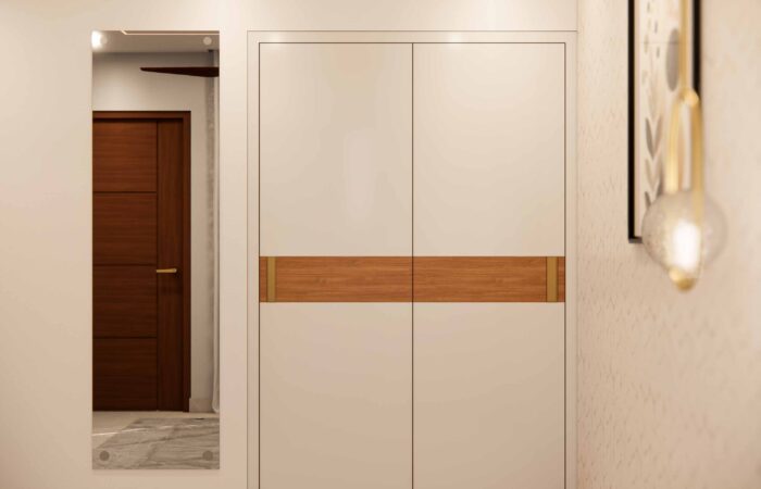 Classic wood and white sliding wardrobe