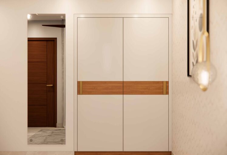 Classic wood and white sliding wardrobe