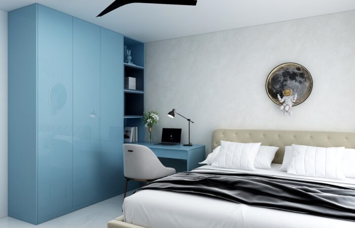 Compact Sky blue wardrobe & study