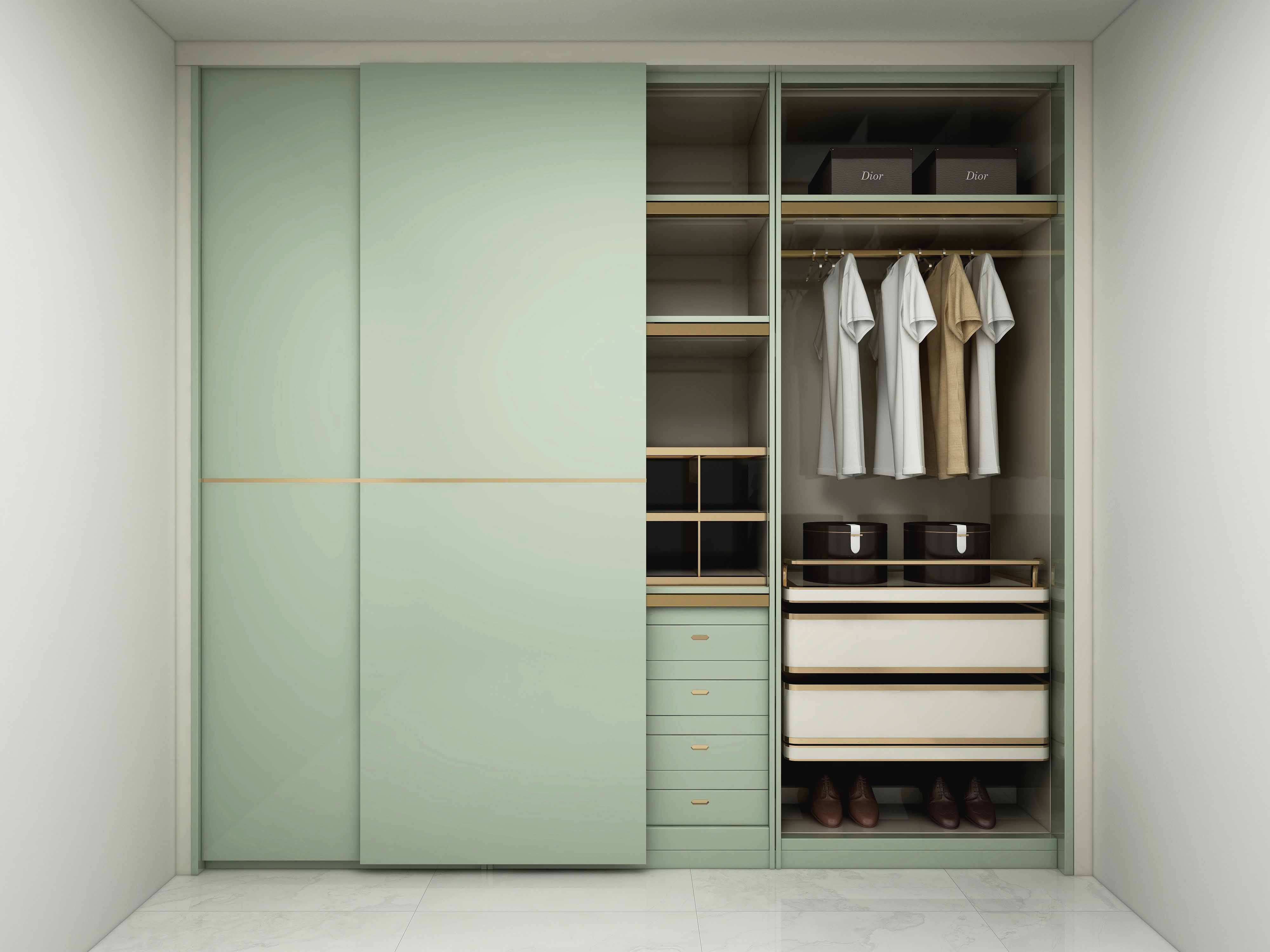 Sliding wardrobe with accessories