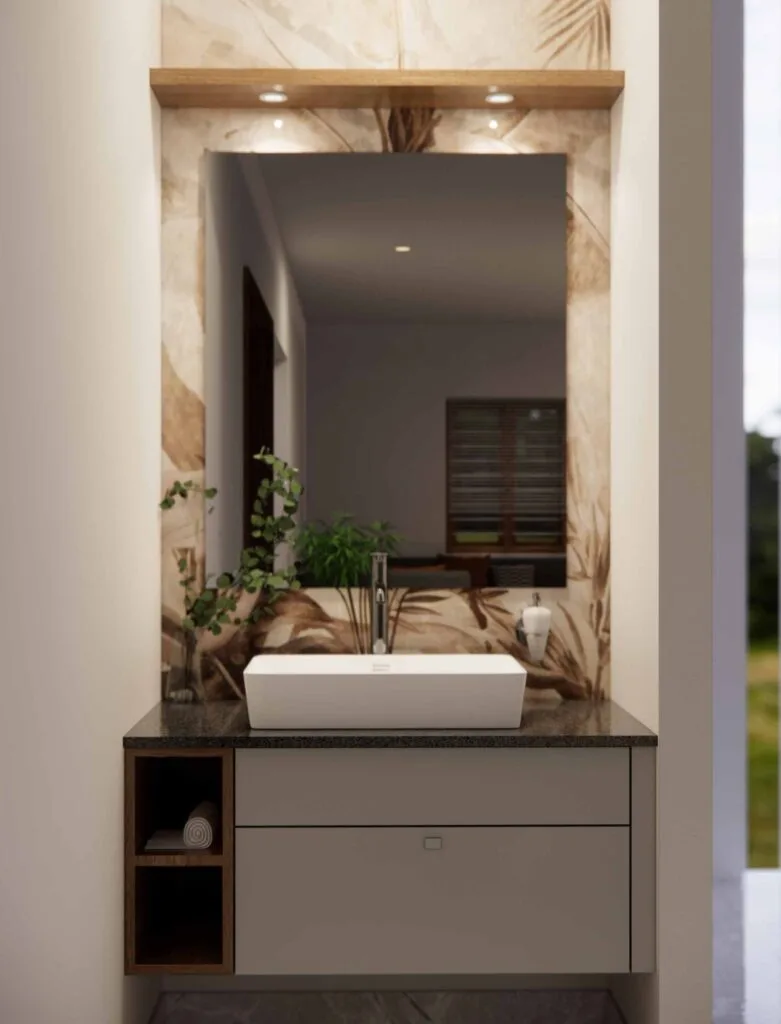 Vanity unit with storage in Light Grey finish 1 Vanity unit