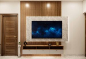 Wall mount TV Unit with Laminate Wall Panel