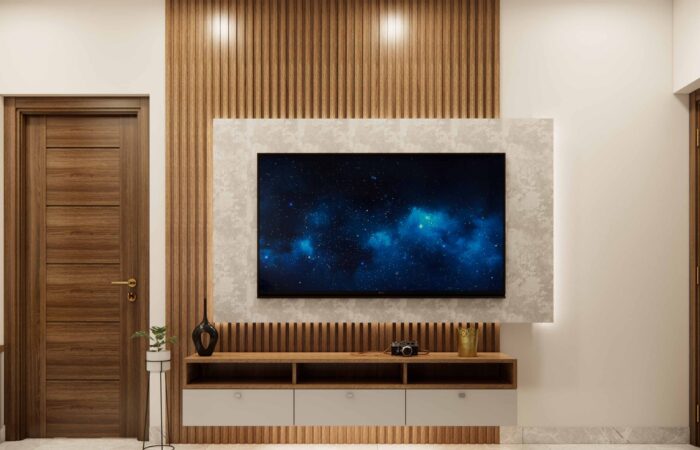 Wall mount TV Unit with Laminate Wall Panel