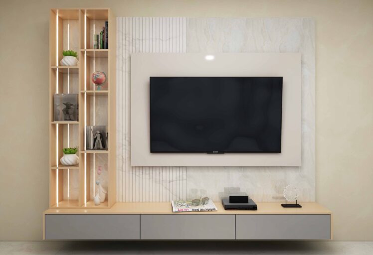 Wall mount TV Unit with backpanel