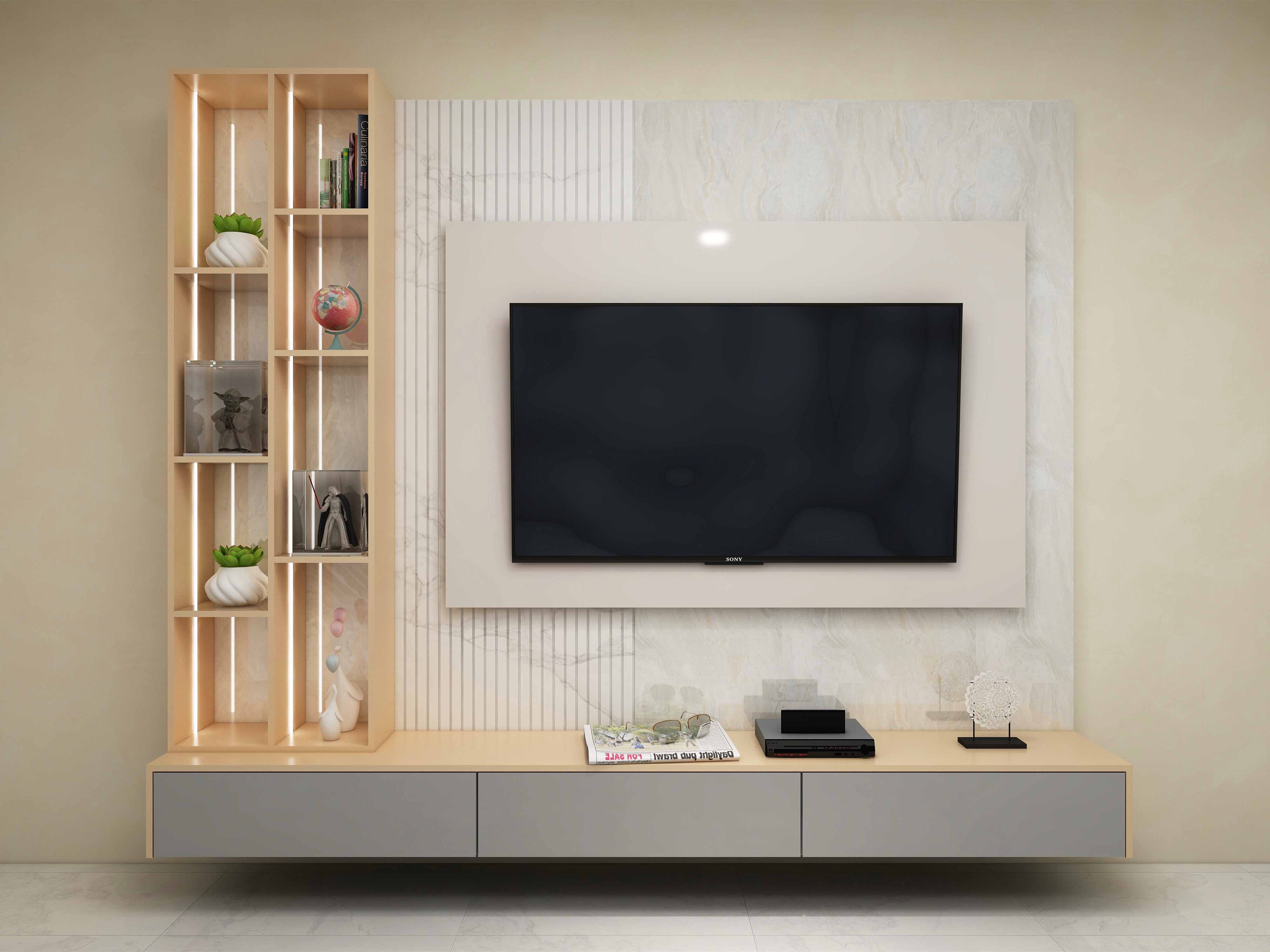 Wall mount TV Unit with backpanel