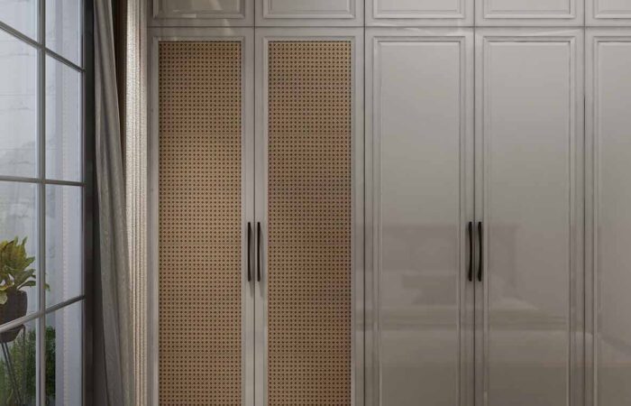 Wicker and PU Wardrobe