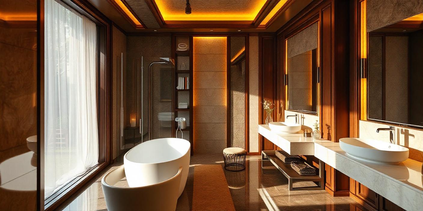 Bathroom shower enclosures.