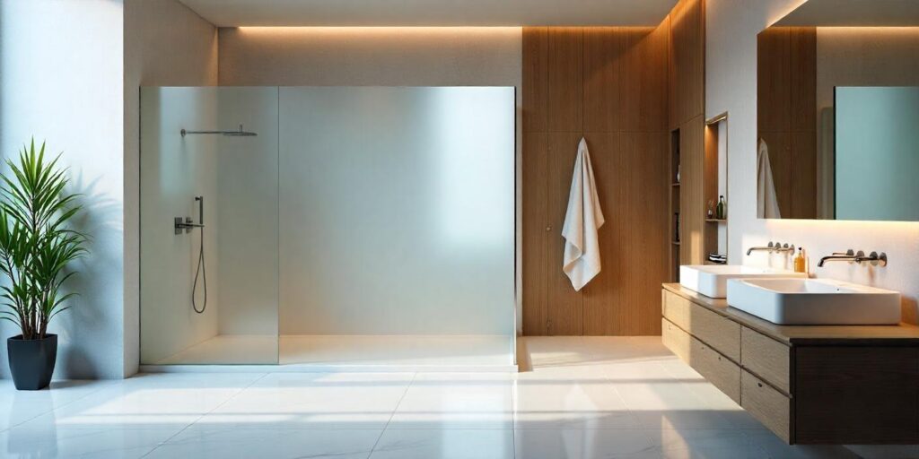 Bathroom partitions.