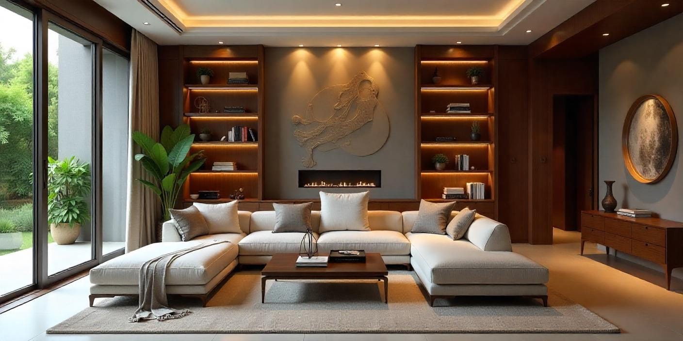 Bookshelves in Living room.