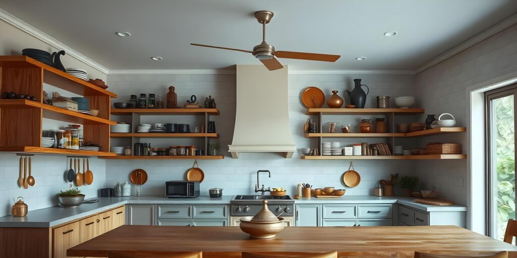 Open Shelving and Open-Concept Kitchen